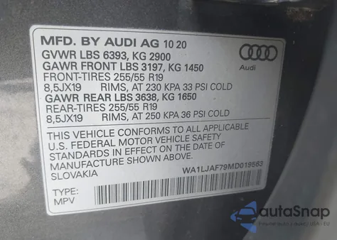 2021 Audi Q7 Premium Plus 45 Tfsi Quattro Tiptronic from USA, damaged, VIN WA1LJAF79MD019563